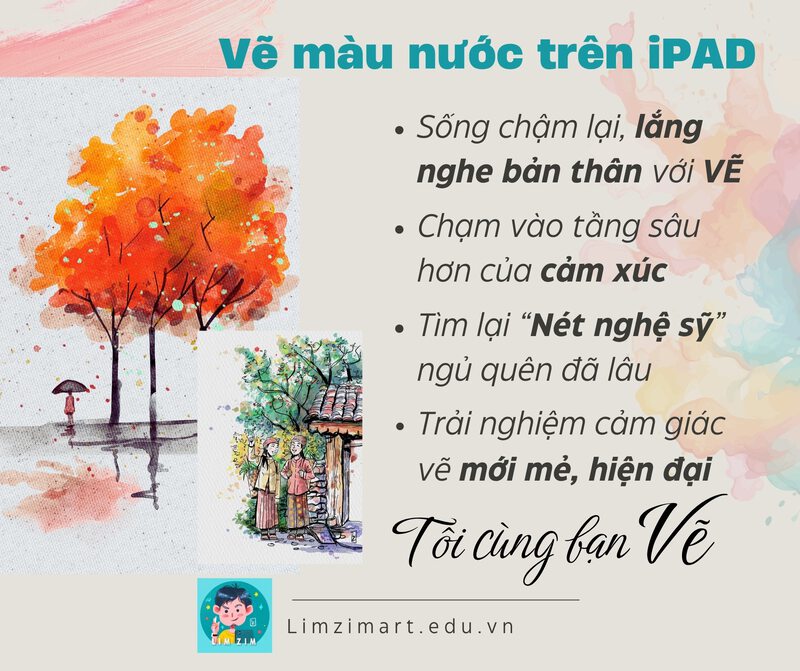 KHÓA HỌC VẼ KÝ HỌA MÀU NƯỚC TRÊN IPAD 