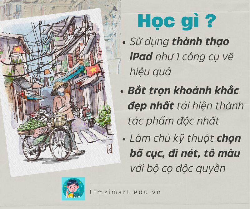 KHÓA HỌC VẼ KÝ HỌA MÀU NƯỚC TRÊN IPAD 