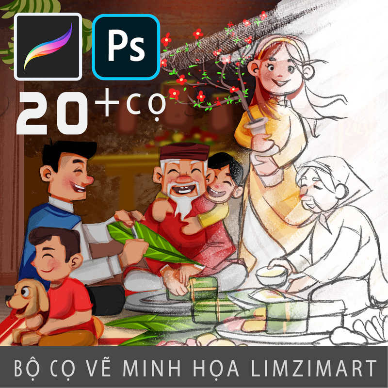 (PROCREATE) BỘ CỌ VẼ MINH HỌA CƠ BẢN LIMZIMART 