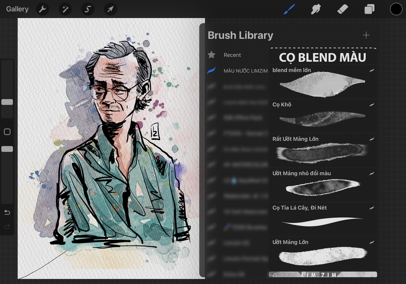 (PROCREATE) BỘ CỌ MÀU NƯỚC LIMZIM WATERCOLOR BRUSH