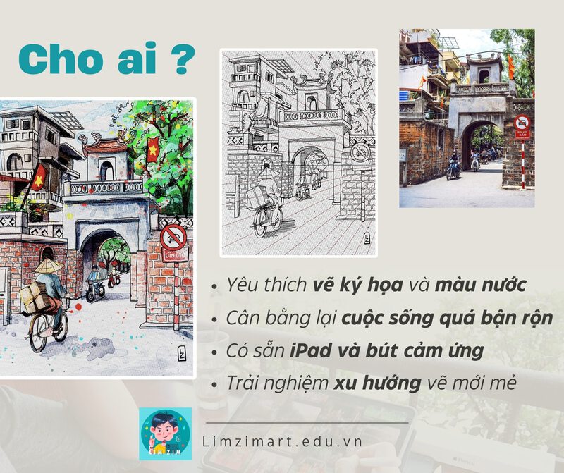 KHÓA HỌC VẼ KÝ HỌA MÀU NƯỚC TRÊN IPAD 