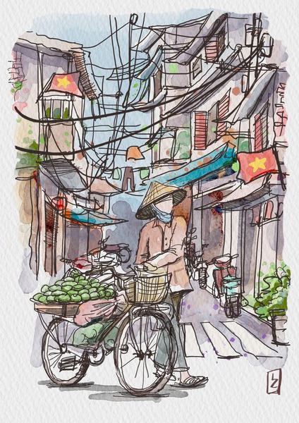 Tranh màu nước Watercolor LimzimArt